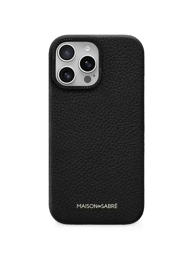 Maison de Sabre Leather Phone Case (iPhone 16 Pro Max) - Black Caviar