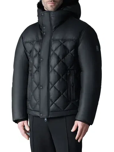 Mackage Men's Cash Shearling-Trim Quilted Jacket - Black - Size 42 | Thumbnail 1