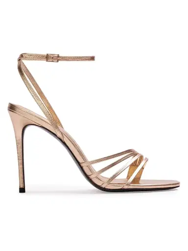 Black Suede Studio Women's Ella 100MM Leather Sandals - Gold Metallic - Size 12 | Thumbnail 1