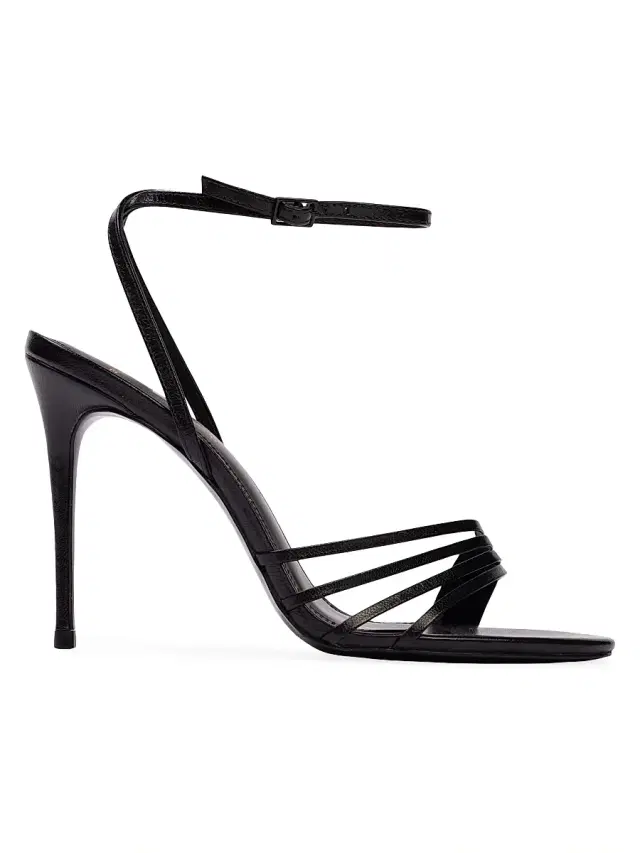 Black Suede Studio Women's Ella 100MM Leather Sandals - Black Leather