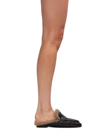 Black Suede Studio Women's Theo Backless Loafers - Black Leather | Thumbnail 6 Black Suede Studio Women's Theo Backless Loafers - Black Leather | Thumbnail 6