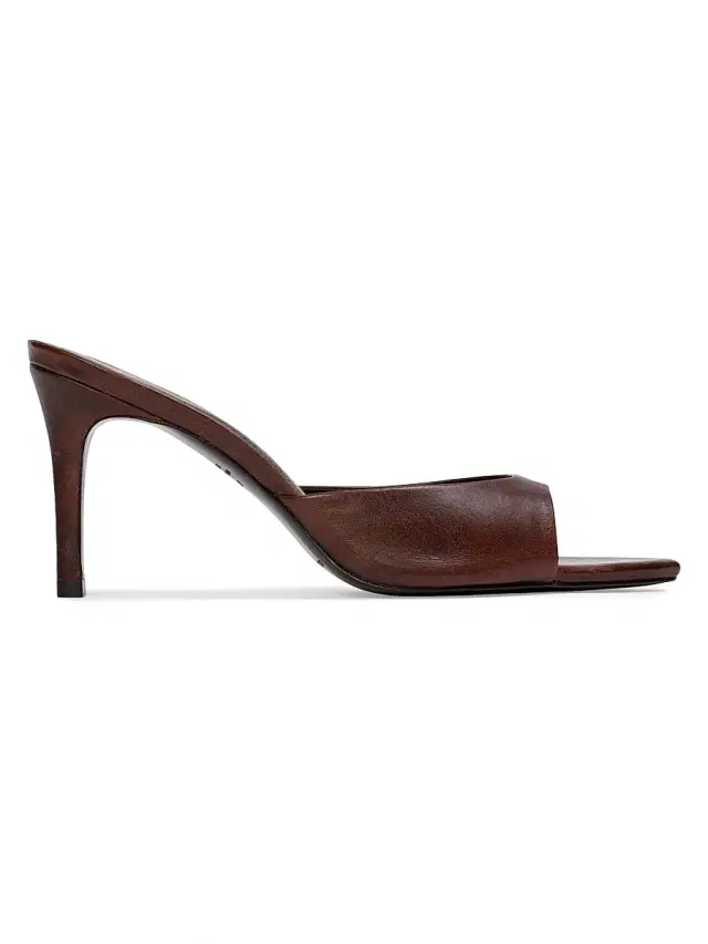 Black Suede Studio Women's Brea 80MM Distressed Leather Heels - Cappuccino Distressed Leather