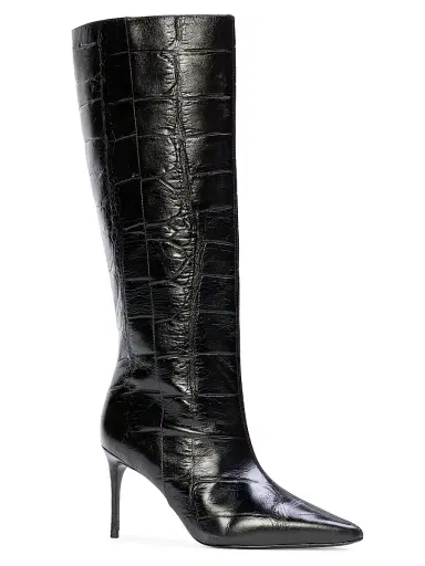 Black Suede Studio Women's Ember 80MM Croc Embossed Boots - Black Croc Leather | Thumbnail 2 Black Suede Studio Women's Ember 80MM Croc Embossed Boots - Black Croc Leather | Thumbnail 2