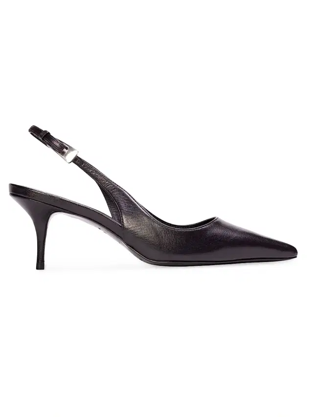 Black Suede Studio Women's Branca 65MM Slingback Pumps - Black Leather