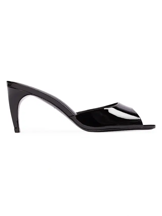 Black Suede Studio Women's Jazz 70MM Mule Sandals - Black Patent Leather