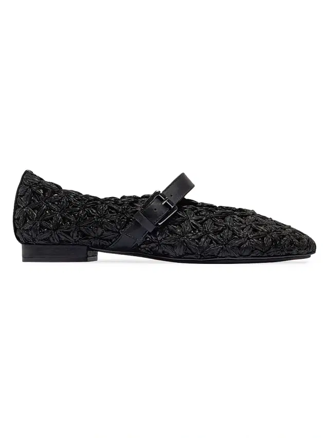 Bernardo Women's Borden Raffia Mary Jane Flats - Black