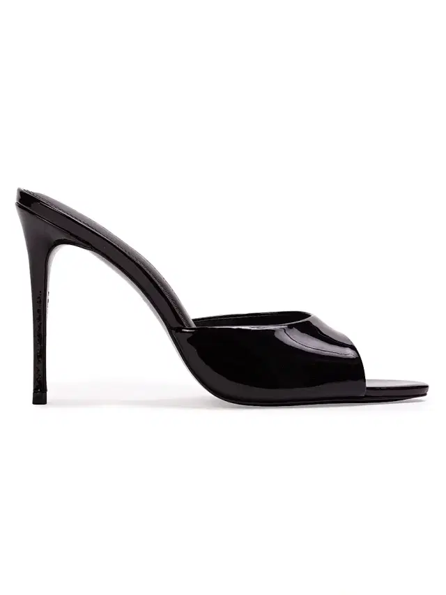Black Suede Studio Women's Jazz 100MM Patent Mules - Black Patent Leather