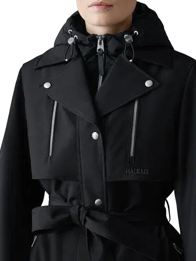 Mackage Women's Siobhan Technical Trench Coat - Black - Size XL | Thumbnail 6 Mackage Women's Siobhan Technical Trench Coat - Black - Size XL | Thumbnail 6