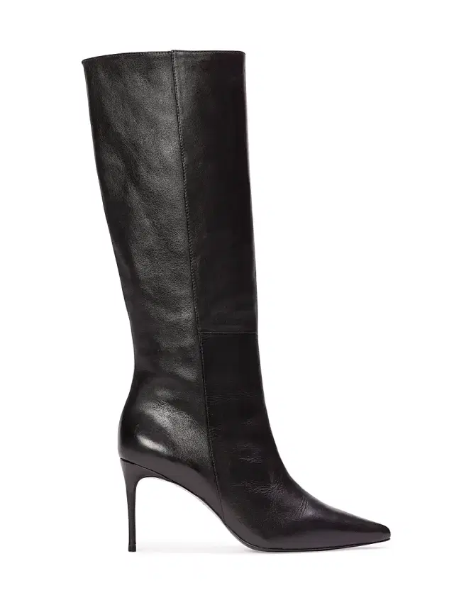 Black Suede Studio Women's Kath 80MM Leather Boots - Black Leather