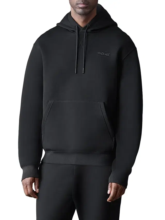 Men's Kolton Double-Face Jersey Logo Hoodie - Black