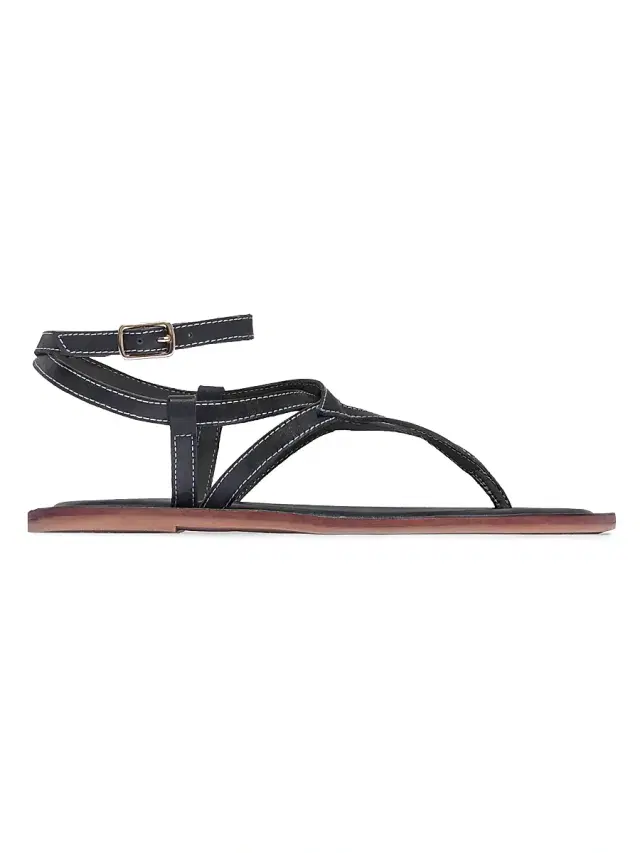 Bernardo Women's Mallorie Ankle Strap Thong Sandals - Black