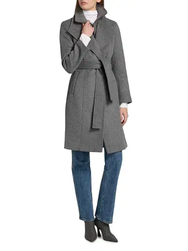 Mackage Women's Norita Belted Wool Coat - Carbon Multi - Size XL | Thumbnail 3