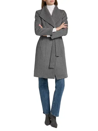 Mackage Women's Norita Belted Wool Coat - Carbon Multi - Size XL | Thumbnail 6