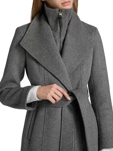 Mackage Women's Norita Belted Wool Coat - Carbon Multi - Size XL | Thumbnail 7