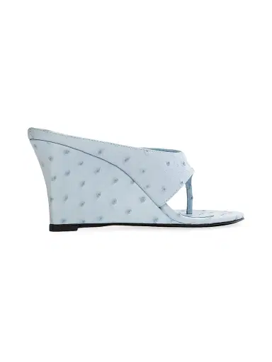 Black Suede Studio Women's Mac 70MM Wedge Sandals - Sky Ostrich Leather - Size 11 | Thumbnail 3 Black Suede Studio Women's Mac 70MM Wedge Sandals - Sky Ostrich Leather - Size 11 | Thumbnail 3