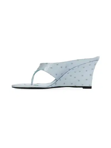 Black Suede Studio Women's Mac 70MM Wedge Sandals - Sky Ostrich Leather - Size 11 | Thumbnail 4 Black Suede Studio Women's Mac 70MM Wedge Sandals - Sky Ostrich Leather - Size 11 | Thumbnail 4