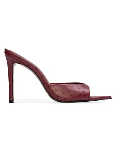 Black Suede Studio Women's Brea 100MM Ostrich Mules - Ruby Ostrich Leather | Thumbnail 1