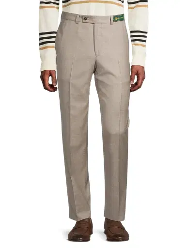 Saks Fifth Avenue Men's COLLECTION Wool Basic Pants - Light Brown | Thumbnail 3
