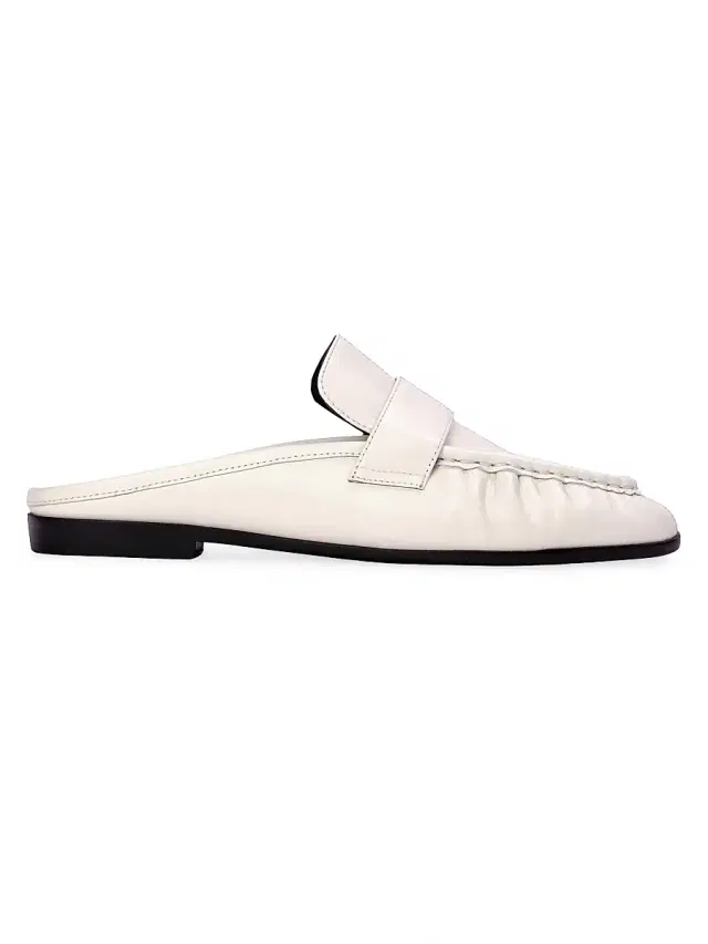 Black Suede Studio Women's Gabby Backless Leather Loafers - Coconut Leather