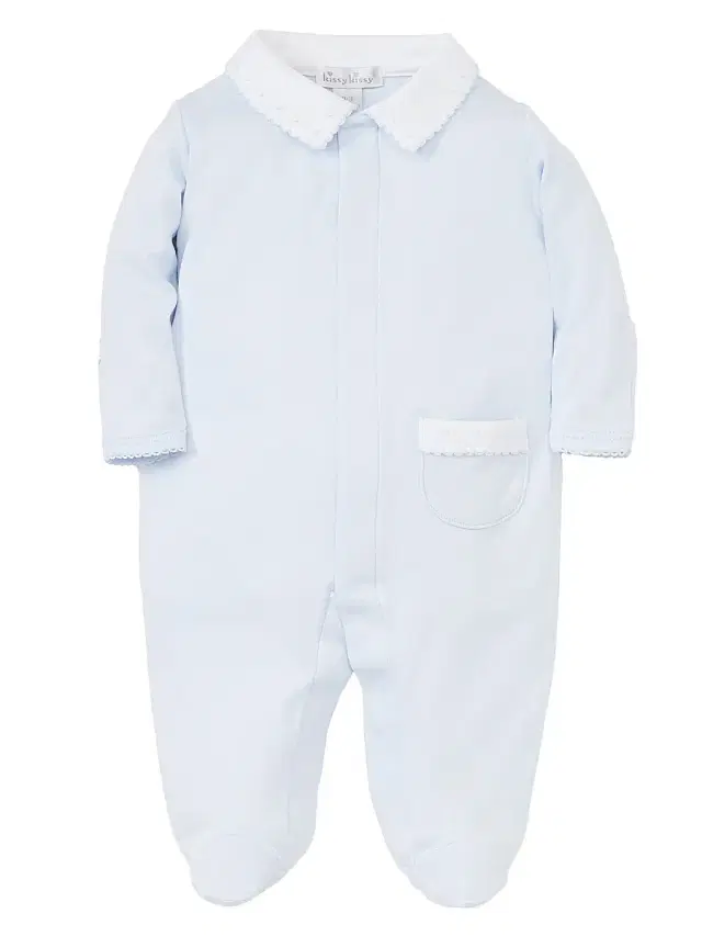 Kissy Kissy Baby's New Beginnings Kissy Cotton Footie - Light Blue 6 Months