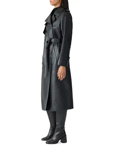 Mackage Women's Gael Croc-Embossed Leather Double-Breasted Trench Coat | Thumbnail 3 Mackage Women's Gael Croc-Embossed Leather Double-Breasted Trench Coat | Thumbnail 3