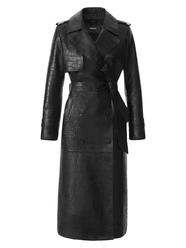 Mackage Women's Gael Croc-Embossed Leather Double-Breasted Trench Coat | Thumbnail 1 Mackage Women's Gael Croc-Embossed Leather Double-Breasted Trench Coat | Thumbnail 1
