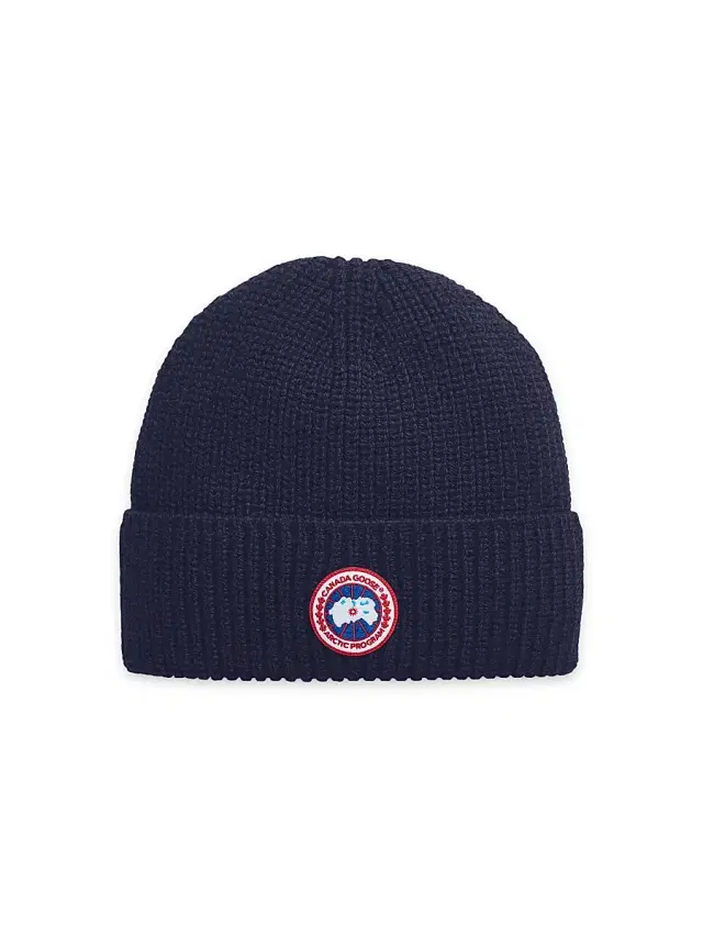 Canada Goose Men's Arctic Logo Patch Wool Beanie - Navy Heather