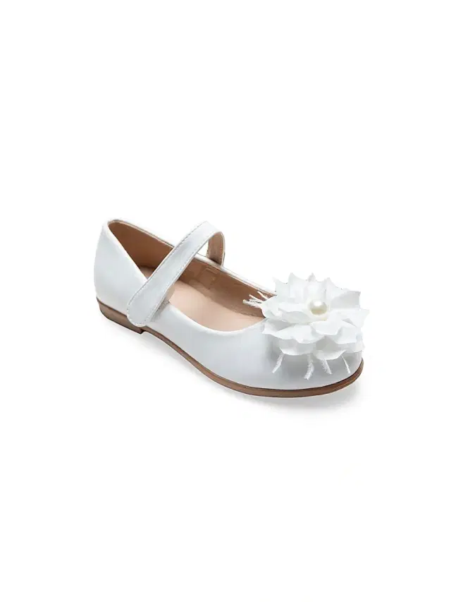 Little Girl's & Girl's Dahlia Flower Flats - White 4 (Child)
