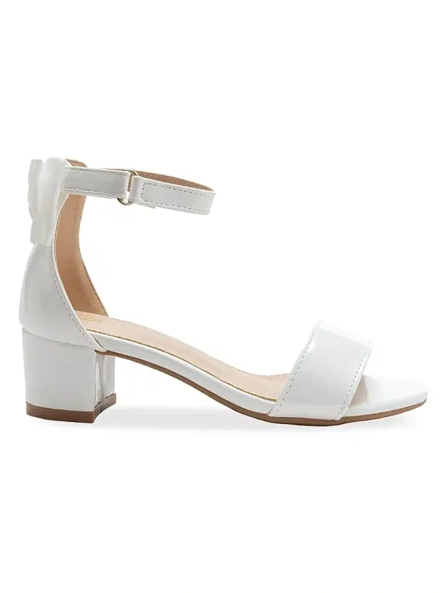 Little Girl's and Girl's Patent Banded Block Heels - White 7 (Child)