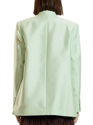 CYNTHIA ROWLEY Women's The Breakers Double-Breasted Wool-Silk Blazer - Mint - Size Medium | Thumbnail 3