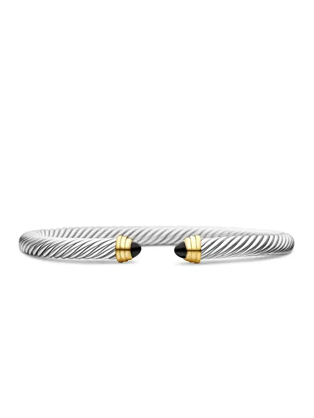 Women's Classic Cable Bracelet in Sterling Silver - Black Onyx Women's Classic Cable Bracelet in Sterling Silver - Black Onyx