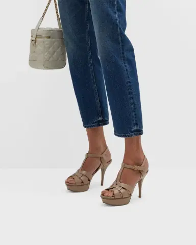 Saint Laurent Tribute Leather T-Strap Platform Sandals | Thumbnail 2 Saint Laurent Tribute Leather T-Strap Platform Sandals | Thumbnail 2