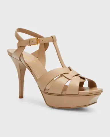 Saint Laurent Tribute Leather T-Strap Platform Sandals | Thumbnail 3 Saint Laurent Tribute Leather T-Strap Platform Sandals | Thumbnail 3