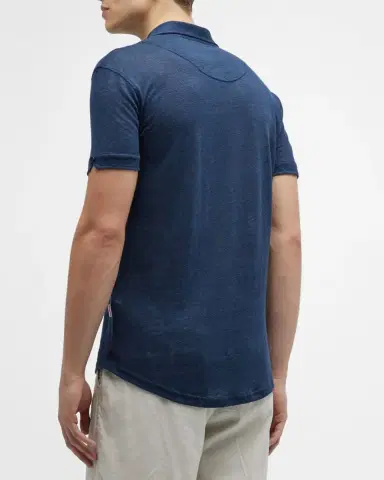 Orlebar Brown Men's Sebastian Linen Polo Shirt | Thumbnail 3