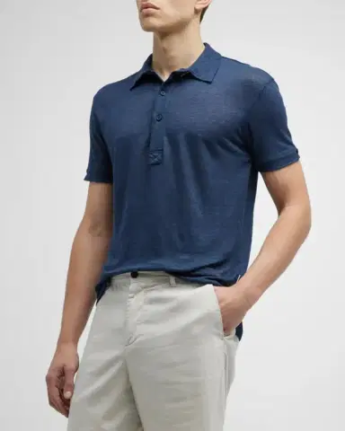 Orlebar Brown Men's Sebastian Linen Polo Shirt | Thumbnail 4