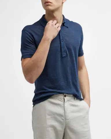Orlebar Brown Men's Sebastian Linen Polo Shirt | Thumbnail 6