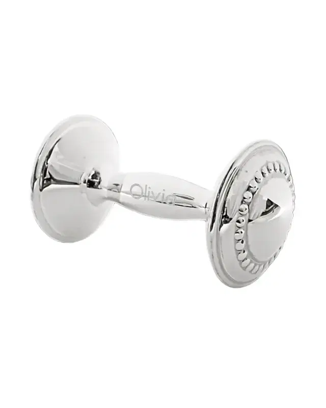 Cunill America Personalized Beaded Rattle Sterling Silver Barbell