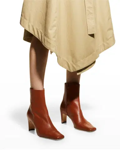 Staud Wally Leather Square-Toe Ankle Booties | Thumbnail 2
