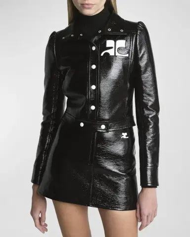 Courrèges Textured Vinyl Crop Jacket | Thumbnail 4 Courrèges Textured Vinyl Crop Jacket | Thumbnail 4