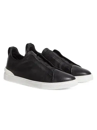ZEGNA Men's Secondskin Triple Stitch Sneakers - Black | Thumbnail 2 ZEGNA Men's Secondskin Triple Stitch Sneakers - Black | Thumbnail 2