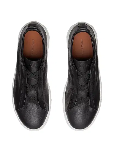 ZEGNA Men's Secondskin Triple Stitch Sneakers - Black | Thumbnail 3 ZEGNA Men's Secondskin Triple Stitch Sneakers - Black | Thumbnail 3