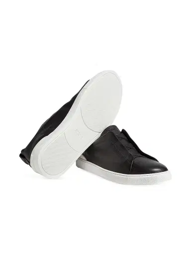 ZEGNA Men's Secondskin Triple Stitch Sneakers - Black | Thumbnail 4 ZEGNA Men's Secondskin Triple Stitch Sneakers - Black | Thumbnail 4