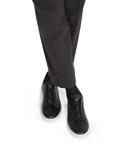 ZEGNA Men's Secondskin Triple Stitch Sneakers - Black | Thumbnail 6 ZEGNA Men's Secondskin Triple Stitch Sneakers - Black | Thumbnail 6
