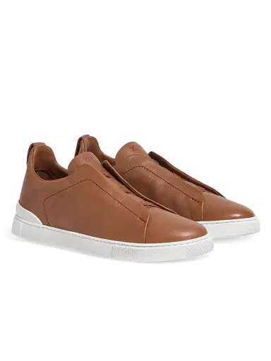 Zegna Men's Secondskin Triple Stitch Sneakers - Dark Foliage - Size 10 | Thumbnail 2 Zegna Men's Secondskin Triple Stitch Sneakers - Dark Foliage - Size 10 | Thumbnail 2