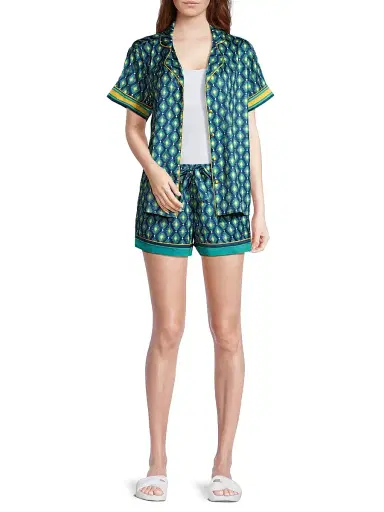 Averie Women's Sunset Ocean Dip Printed Shorts Pajama Set | Thumbnail 2 Averie Women's Sunset Ocean Dip Printed Shorts Pajama Set | Thumbnail 2