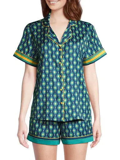Averie Women's Sunset Ocean Dip Printed Shorts Pajama Set | Thumbnail 3 Averie Women's Sunset Ocean Dip Printed Shorts Pajama Set | Thumbnail 3