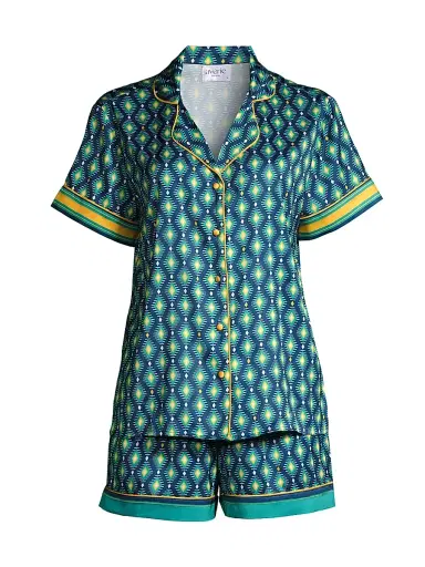 Averie Women's Sunset Ocean Dip Printed Shorts Pajama Set | Thumbnail 1 Averie Women's Sunset Ocean Dip Printed Shorts Pajama Set | Thumbnail 1