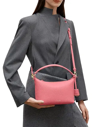 MAISON de SABRÉ Women's Small Leather Soft Hobo Bag - Candy Pink | Thumbnail 2