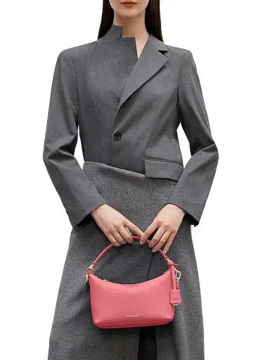 MAISON de SABRÉ Women's Small Leather Soft Hobo Bag - Candy Pink | Thumbnail 3