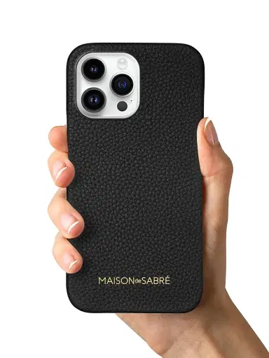 MAISON de SABRÉ Leather Phone Case (iPhone 14 Pro) - Black Caviar | Thumbnail 4